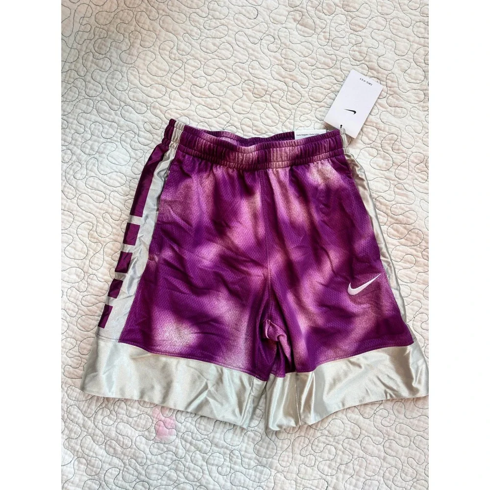 Nike Boy's Dri-FIT Basketball Shorts Purple‎ Tie Dye Loose Fit Size Small